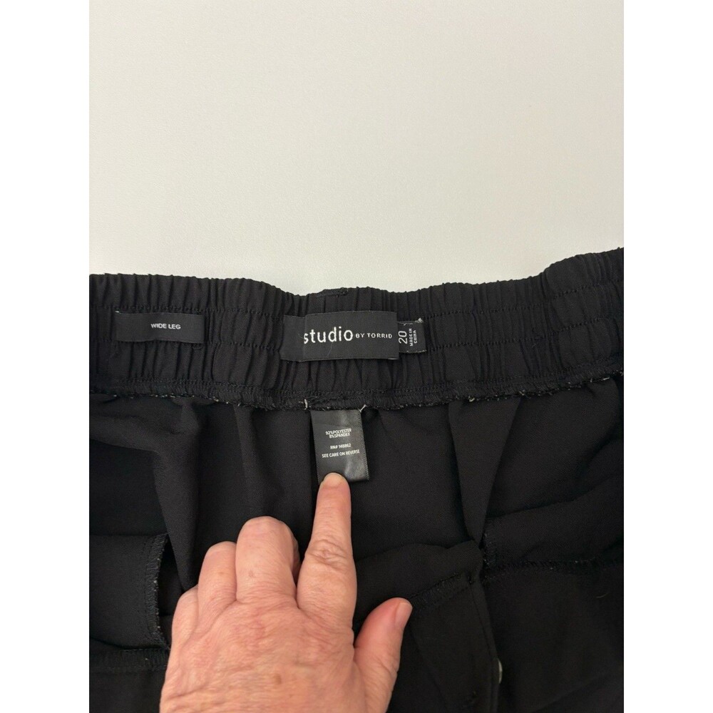 Studio By Torrid Womens 20 Plus Wide Leg Pants High Rise Black Polyester Blend - Picture 9 of 10